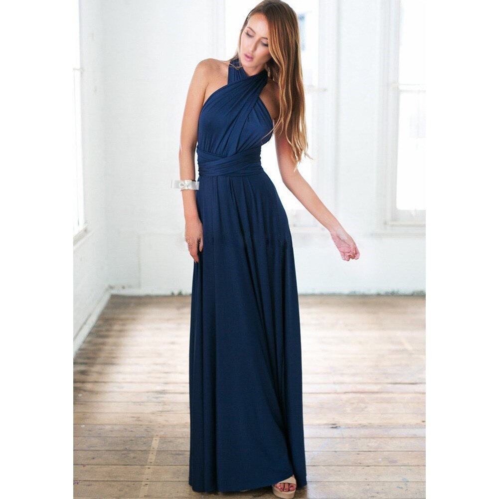 Women's Maxi Dress - Halterneck - Open Back - Waistband - Elegant Party Dress