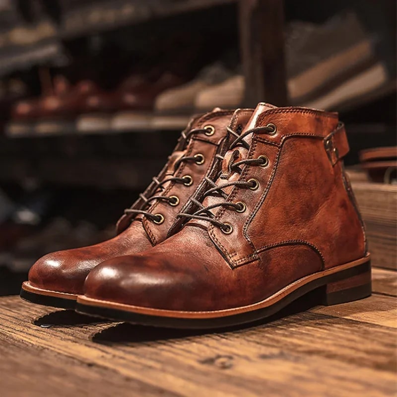 Non-Slip Comfortable Leather Lace-Up Boots