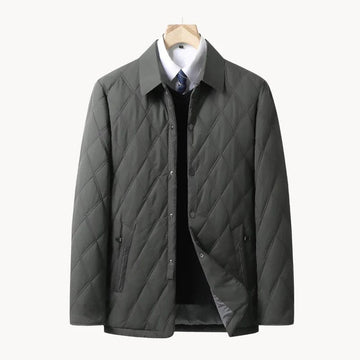 Diamond Stitch Button Front Quilted Jacket