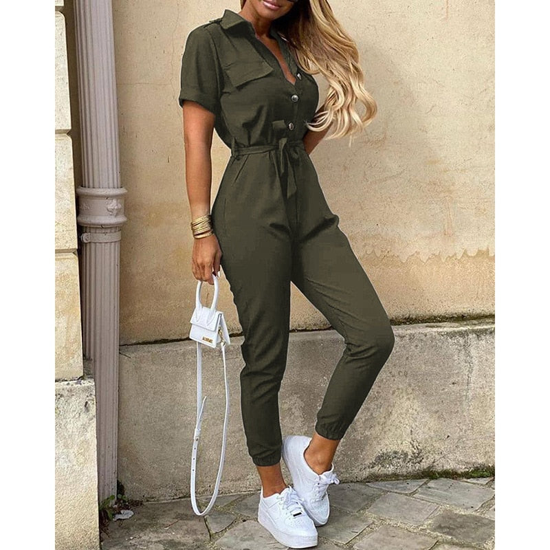 Utility Style Tapered Fit Jumpsuit