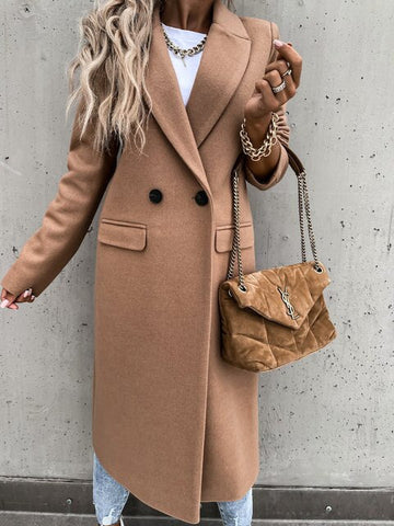 Wool Long Tailored Double-Breasted Coat