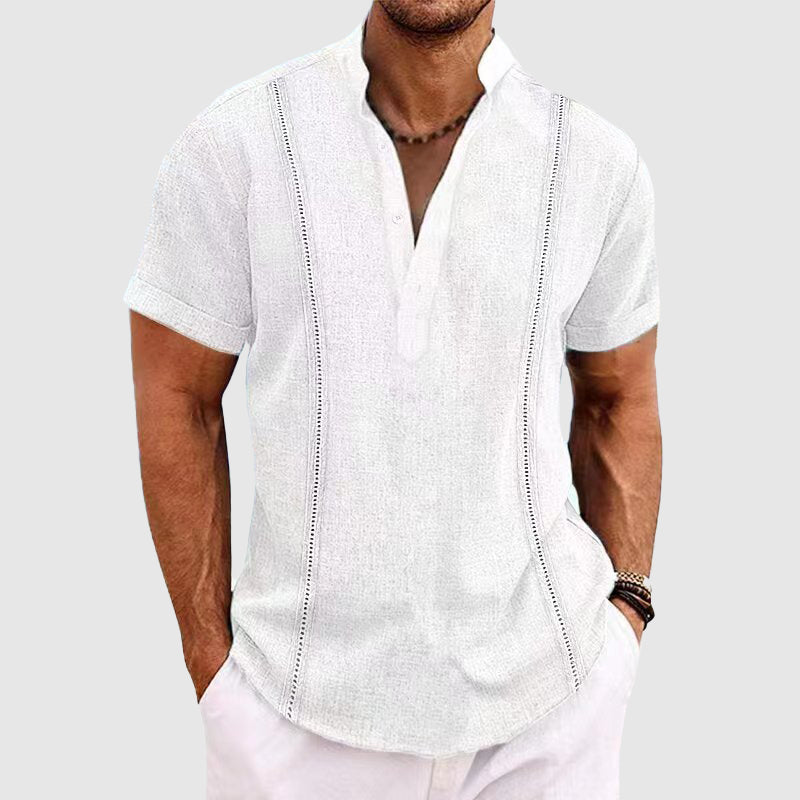 Men's Blouse – Relaxed Fit – Breathable Mix – Short Sleeves – Button Closure