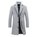 Men's Coat - Wool Blend - Slim Fit - Knee Length - Single Breasted - Notch Lapel