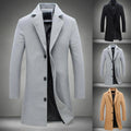 Men's Coat - Wool Blend - Slim Fit - Knee Length - Single Breasted - Notch Lapel