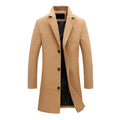 Men's Coat - Wool Blend - Slim Fit - Knee Length - Single Breasted - Notch Lapel