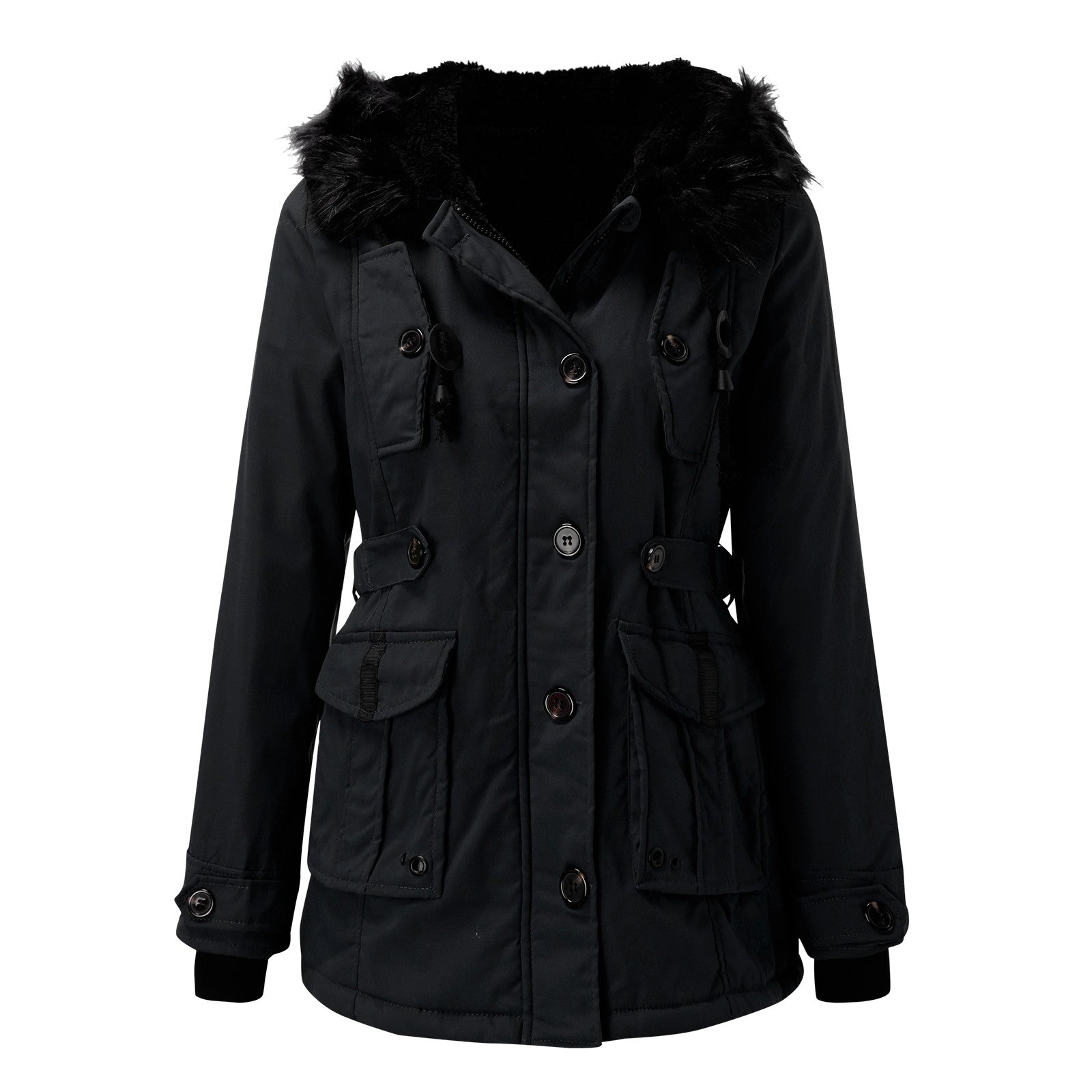 Women's Parka Jacket - Tailored Fit - Fur-Lined Hood - Windproof & Warm