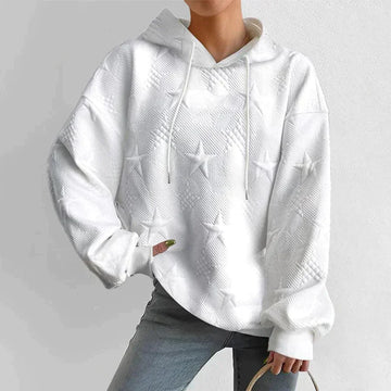 Oversized Hooded Embossed Star Knit Sweater