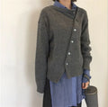 Women's Cardigan - Oversized Fit - Wool Blend - Asymmetric with Buttons - Soft & Warm