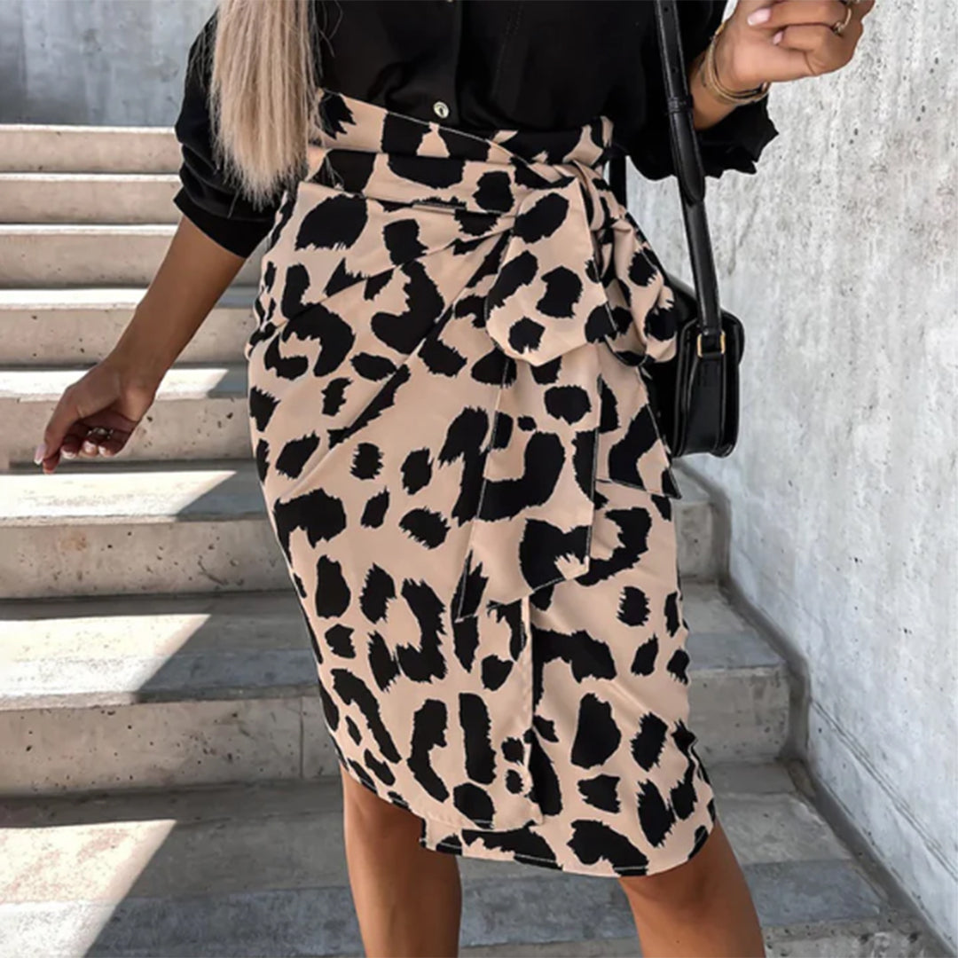 Adjustable Animal Print Wrap Skirt