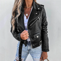 Women's Biker Jacket - Vegan Leather - Slim Fit - Asymmetrical Zipper - Belt Detail