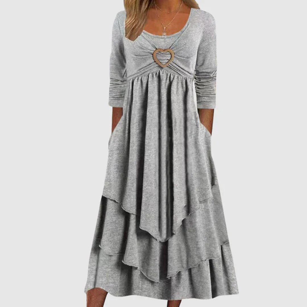 Relaxed Layered Sweetheart Maxi Dress