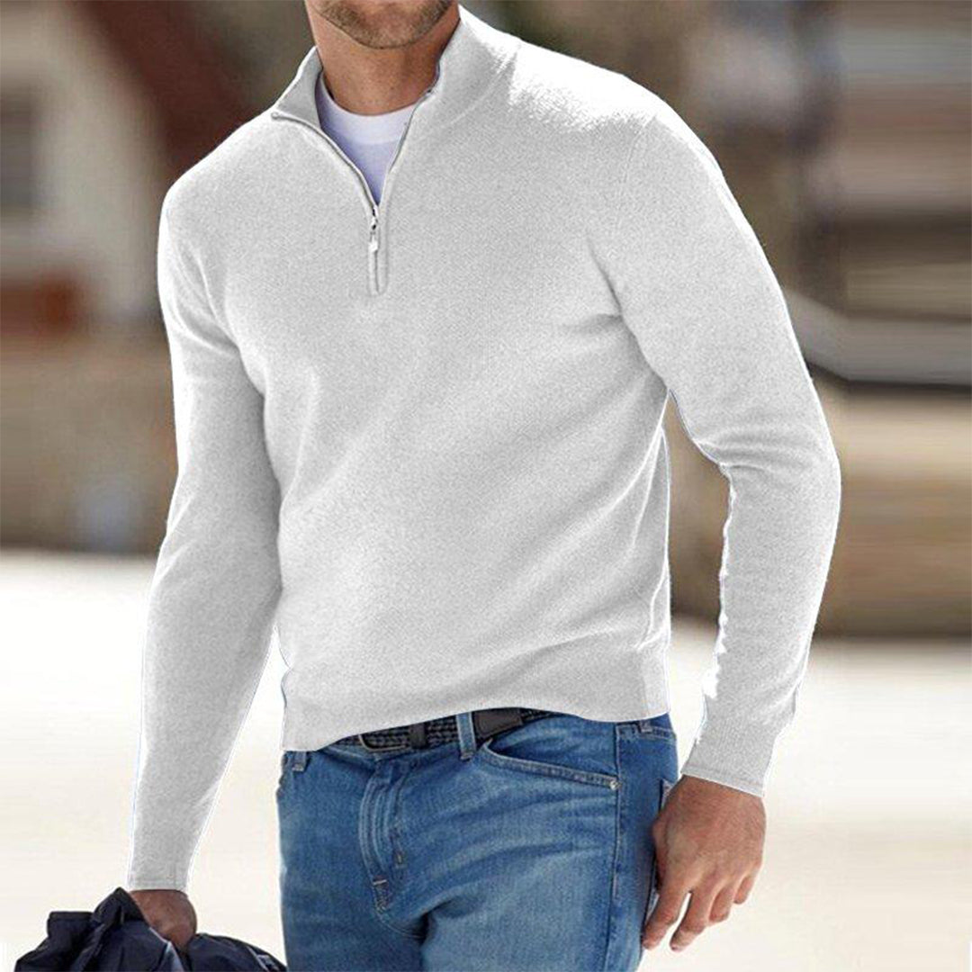 Quadratic Zipper Slim Fit Knit Sweater
