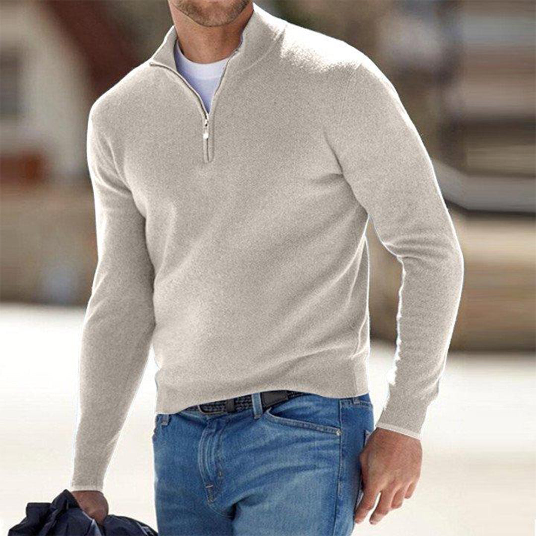 Quadratic Zipper Slim Fit Knit Sweater