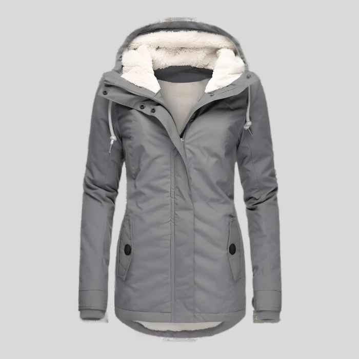 Women's Parka Jacket - Lined & Windproof - Adjustable Fit with Hood & Fur Trim