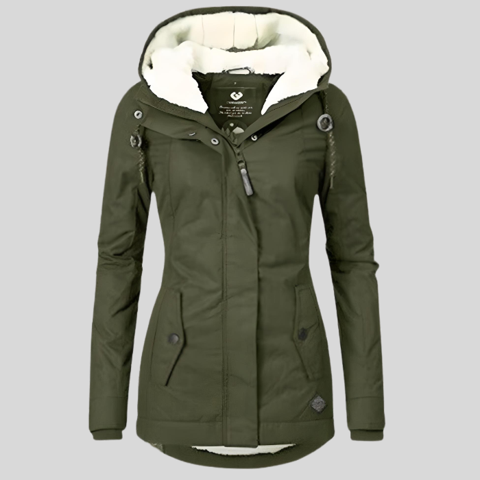 Women's Parka Jacket - Lined & Windproof - Adjustable Fit with Hood & Fur Trim