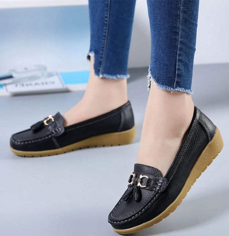 Women's Loafers - Genuine Leather - Soft Sole - Slip-on Comfort