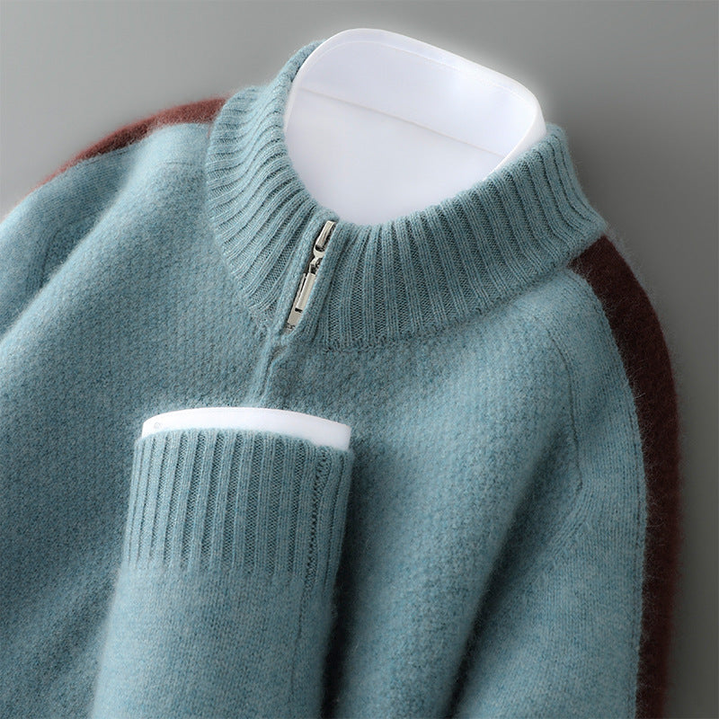 Classic Fit Half Zip Wool Sweatshirt