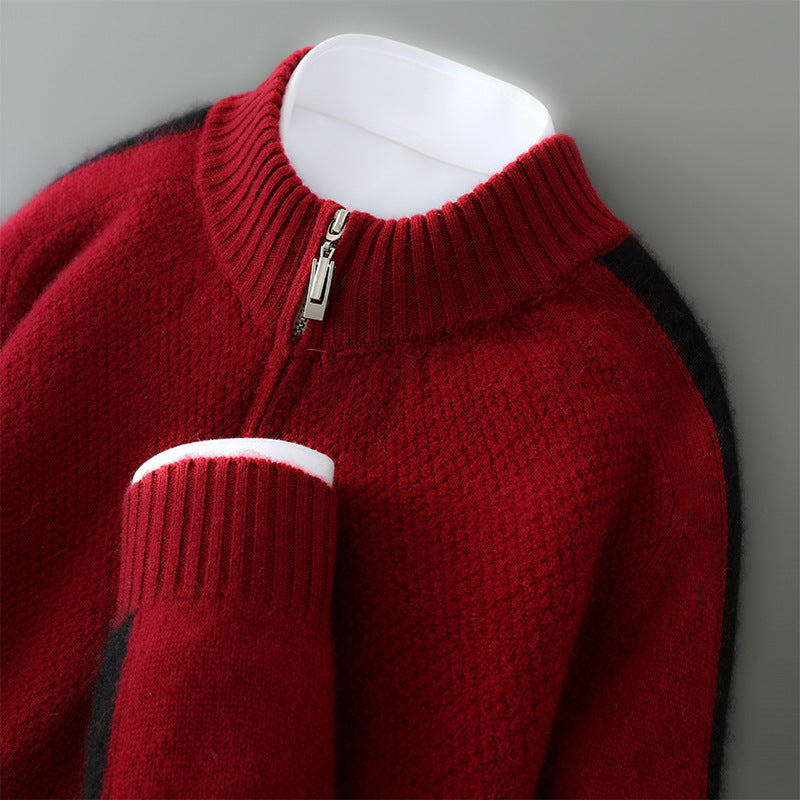 Classic Fit Half Zip Wool Sweatshirt