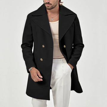 Tailored Double-Breasted Knee Length Wool Coat
