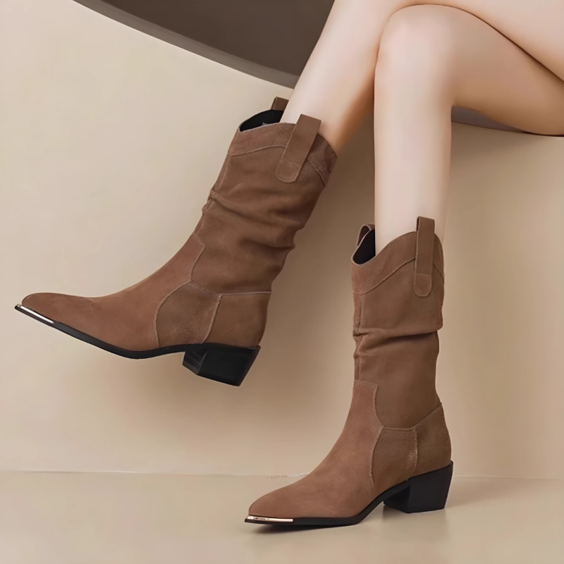 Suede-Like Mid-Calf Pointed Toe Boots