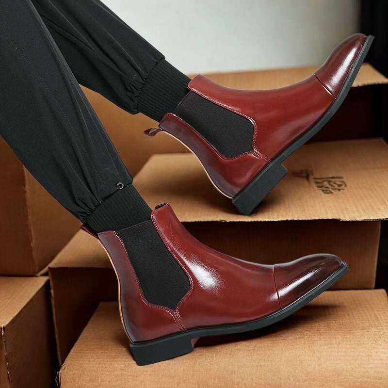 Leather Elastic Gusset Chelsea Boots