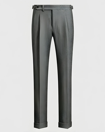 Double Pleated Wool Blend Tapered Trousers