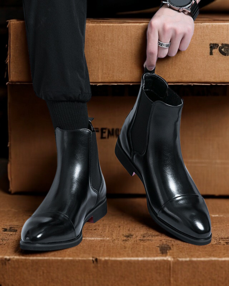Leather Elastic Gusset Chelsea Boots