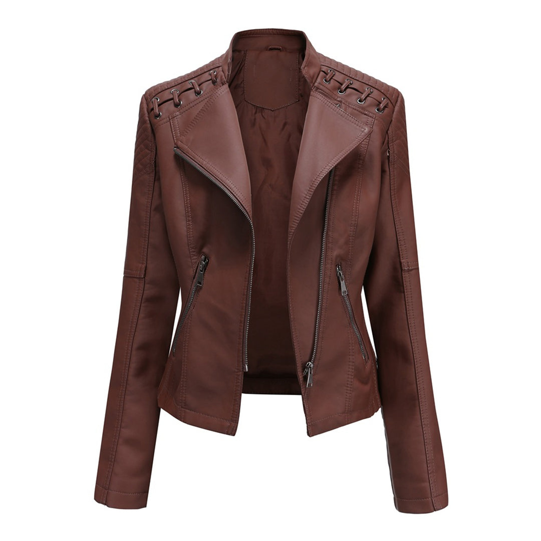 Asymmetric Zipper Quilted Shoulder Biker Jacket