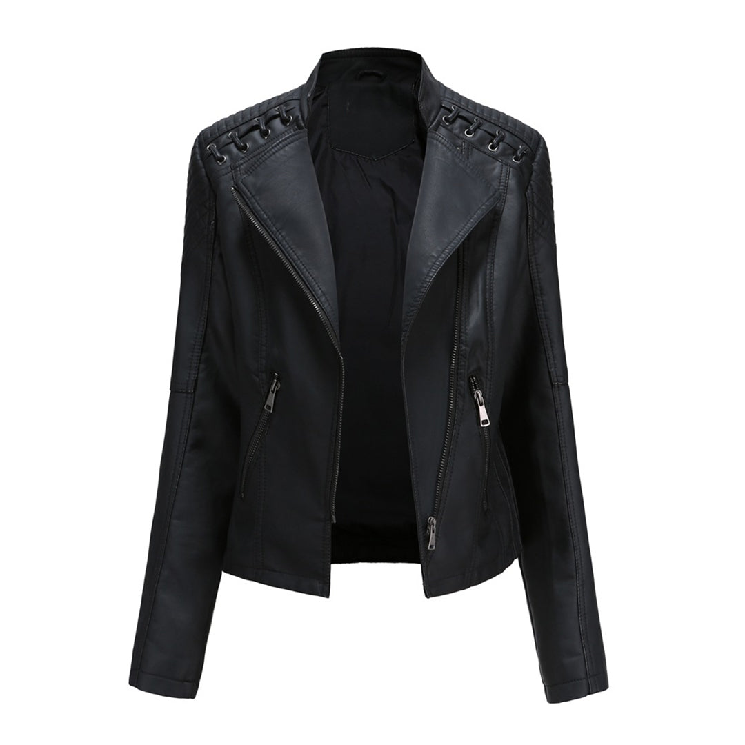 Asymmetric Zipper Quilted Shoulder Biker Jacket