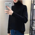 Women's Turtleneck Sweater - Wool Blend - Cable Knit - Relaxed Fit - Long Sleeve