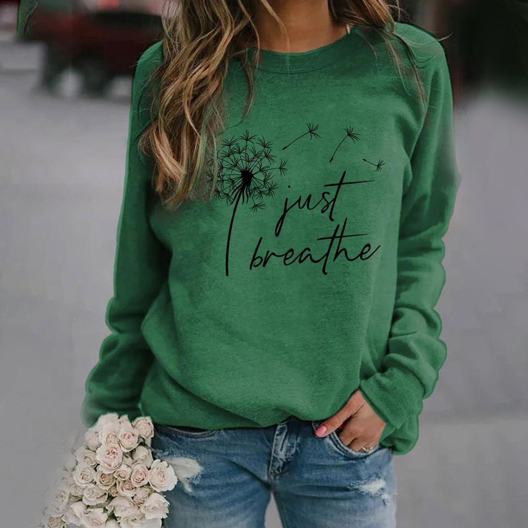 Women's Sweatshirt – Relaxed Fit – Round Neck – Soft Cotton Blend – Graphic Print