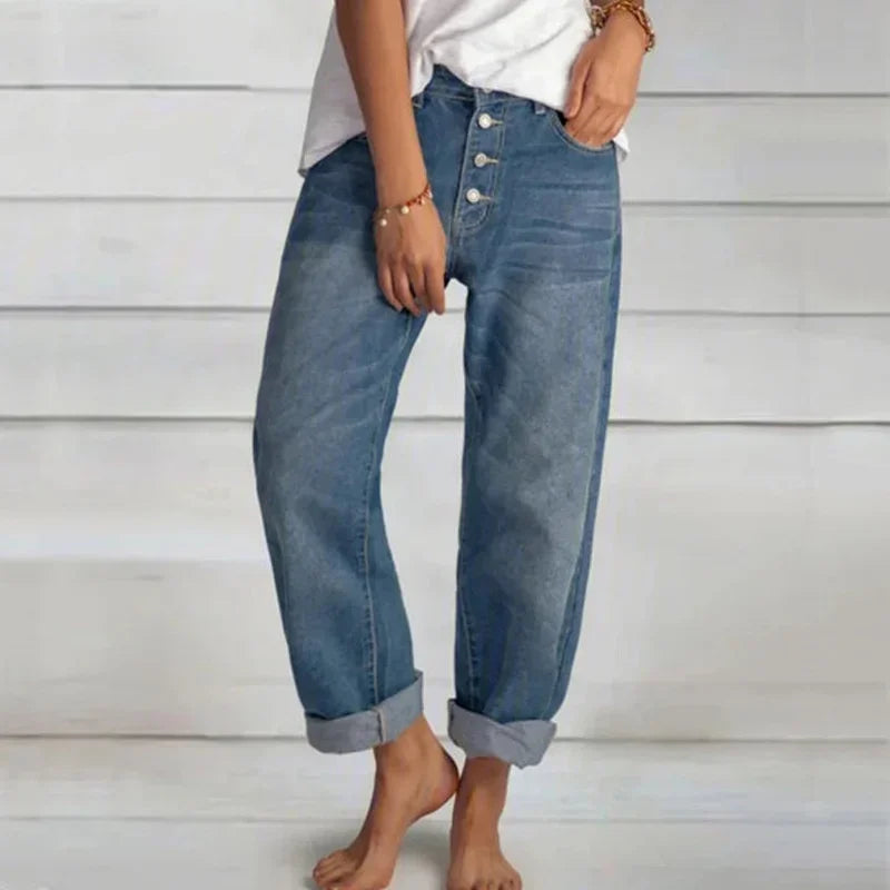 Relaxed Fit Adjustable Turn-Ups Jeans