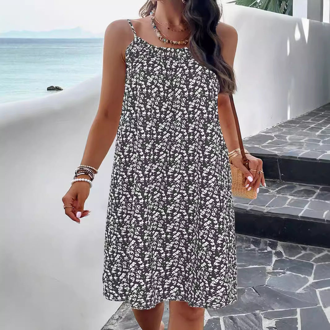 Breathable Cotton Blend Floral Swing Dress