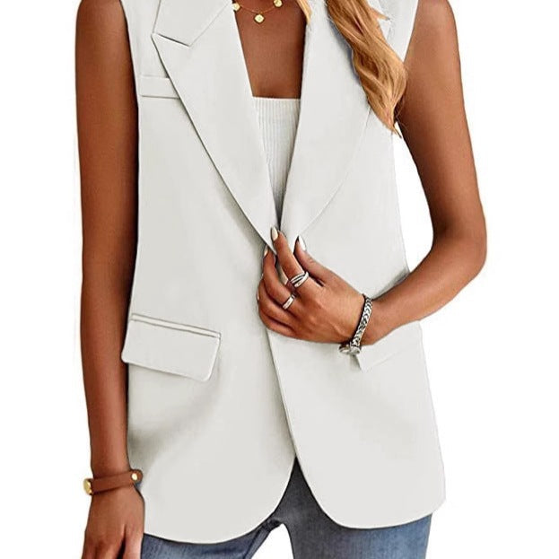 Sleeveless Tailored Notch Lapel Blazer Vest