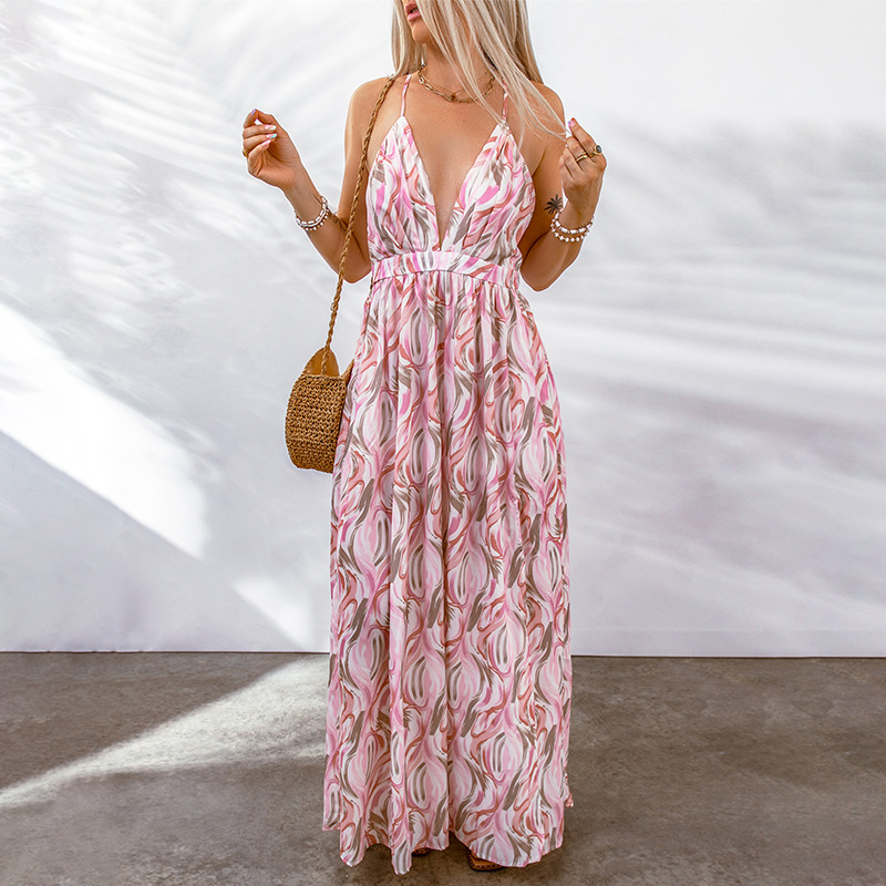 Floral Flowy Deep V-Neck Maxi Dress