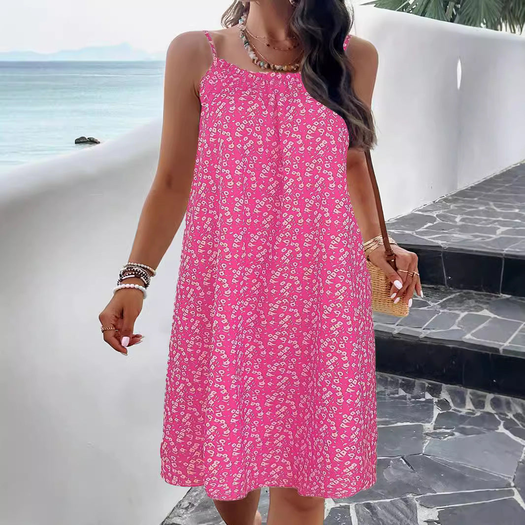 Breathable Cotton Blend Floral Swing Dress