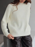 Women's Knit Sweater – Wool Blend – Loose Fit – Turtleneck – Raglan Sleeves – Ribbed