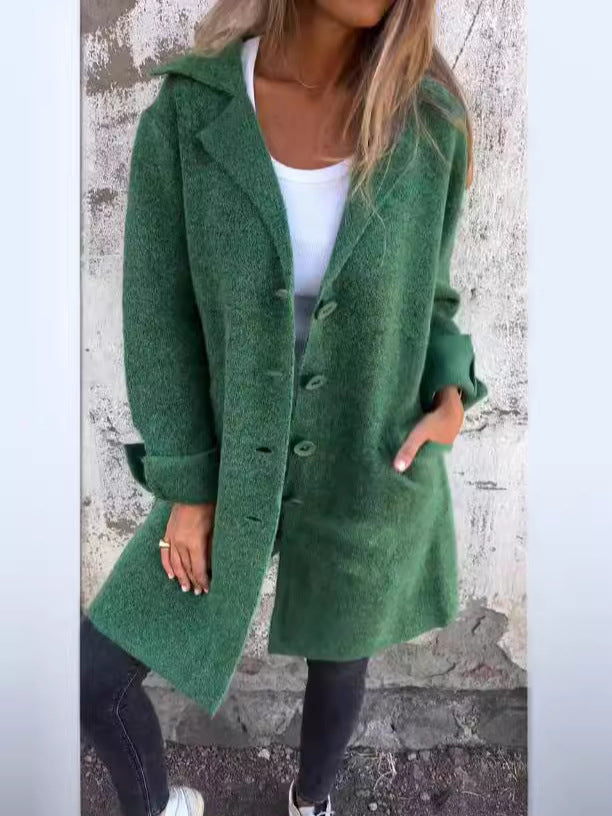 Wool Feel Relaxed Fit Single-Breasted Coat