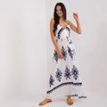 Women's Maxi Dress – Light Cotton – Sleeveless – V-Neck – Empire Waist – Printed Design