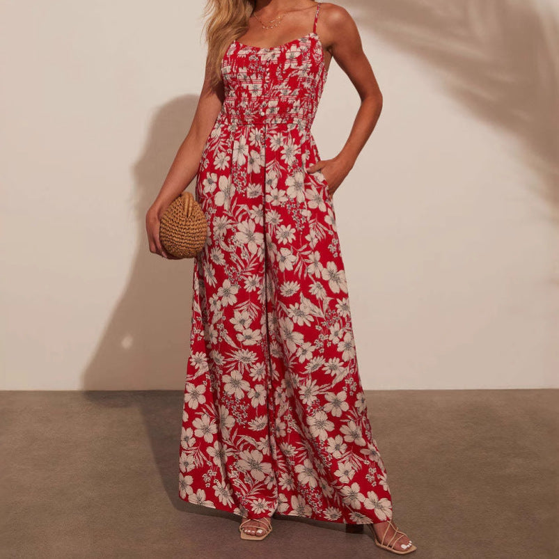 Light Breathable Floral Wide Leg Jumpsuit