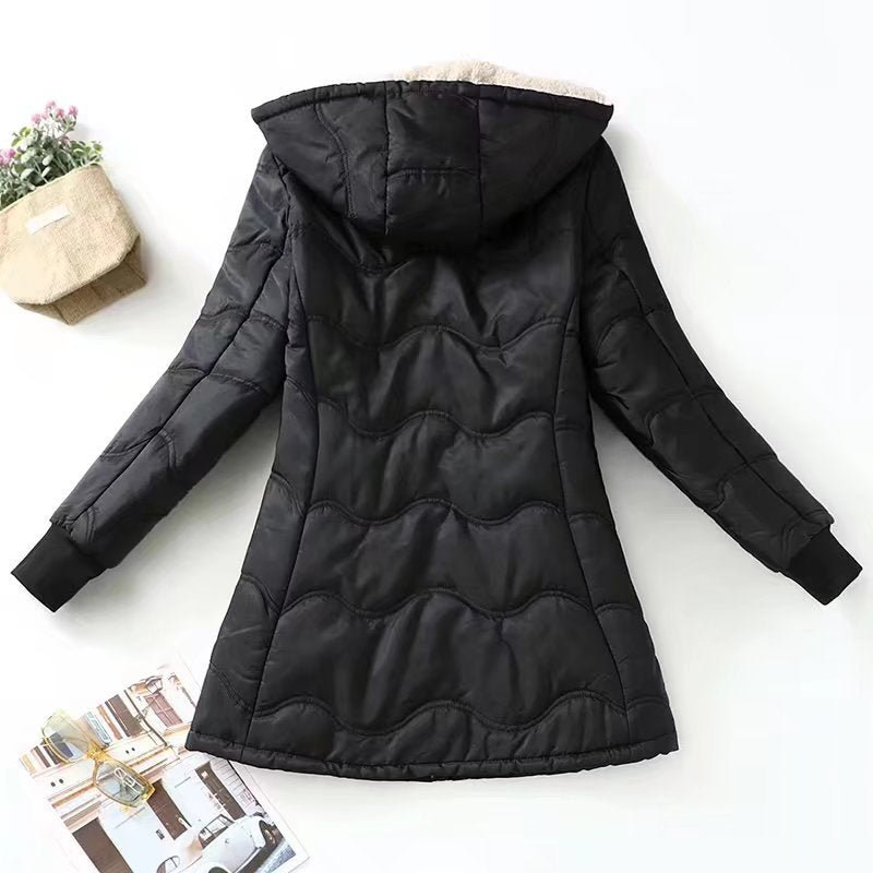 Quilted Sherpa Lined Hooded Coat