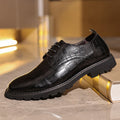 Men's Shoes – Oxford Design – Crocodile Embossed Leather – Lace-Up Closure – Formal Look