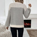 Women's Knit Sweater – Wool Blend – Oversized Fit – Geometric Pattern – Crew Neck