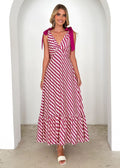 Women's maxi dress – Sleeveless V-neck – Tie straps – Light fabric – Printed pattern