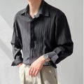 Men's Shirt with Long Sleeves – Relaxed Fit – Crinkled Texture – Breathable Design