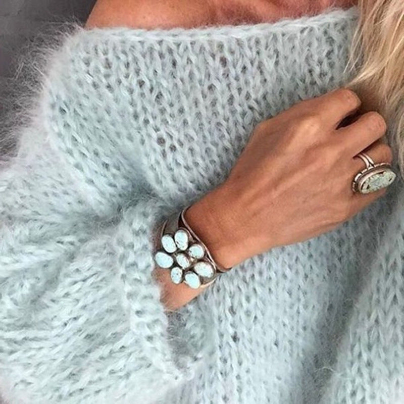 Women's Knit Sweater – Oversized Fit – Chunky Knit – Long Style – Soft Mohair Feel