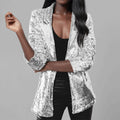 Women's Blazer – Sequin Coating – Tailored Fit – Open Front and Long Sleeves