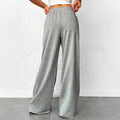 Women's trousers with wide legs – High waist – Light knit – Elastic waist – Relaxed fit
