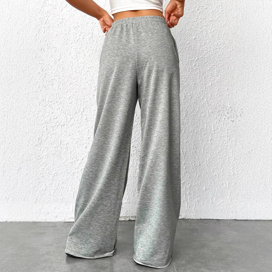Women's trousers with wide legs – High waist – Light knit – Elastic waist – Relaxed fit