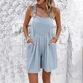 Women's Overall Shorts - Adjustable Straps - Light and Breathable - Loose Fit - With Pockets
